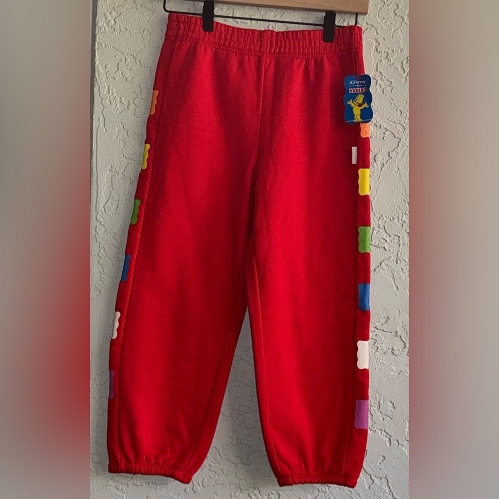 HARIBO Red Kids Sweatpants with Colorful Bear Accents (NWT)